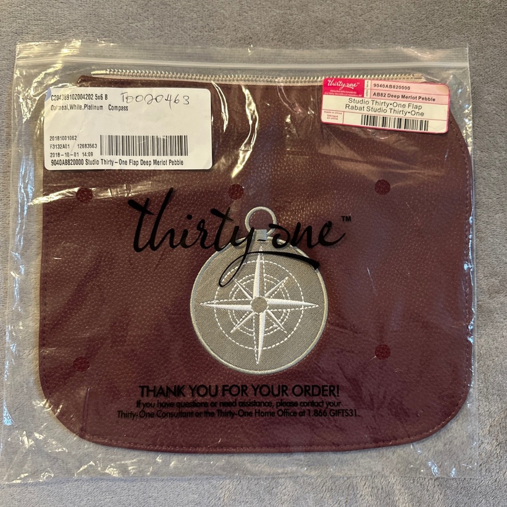 Studio Thirty-One Purse Flap Merlot Pebble Maroon Compass 31 Gifts Mix Match